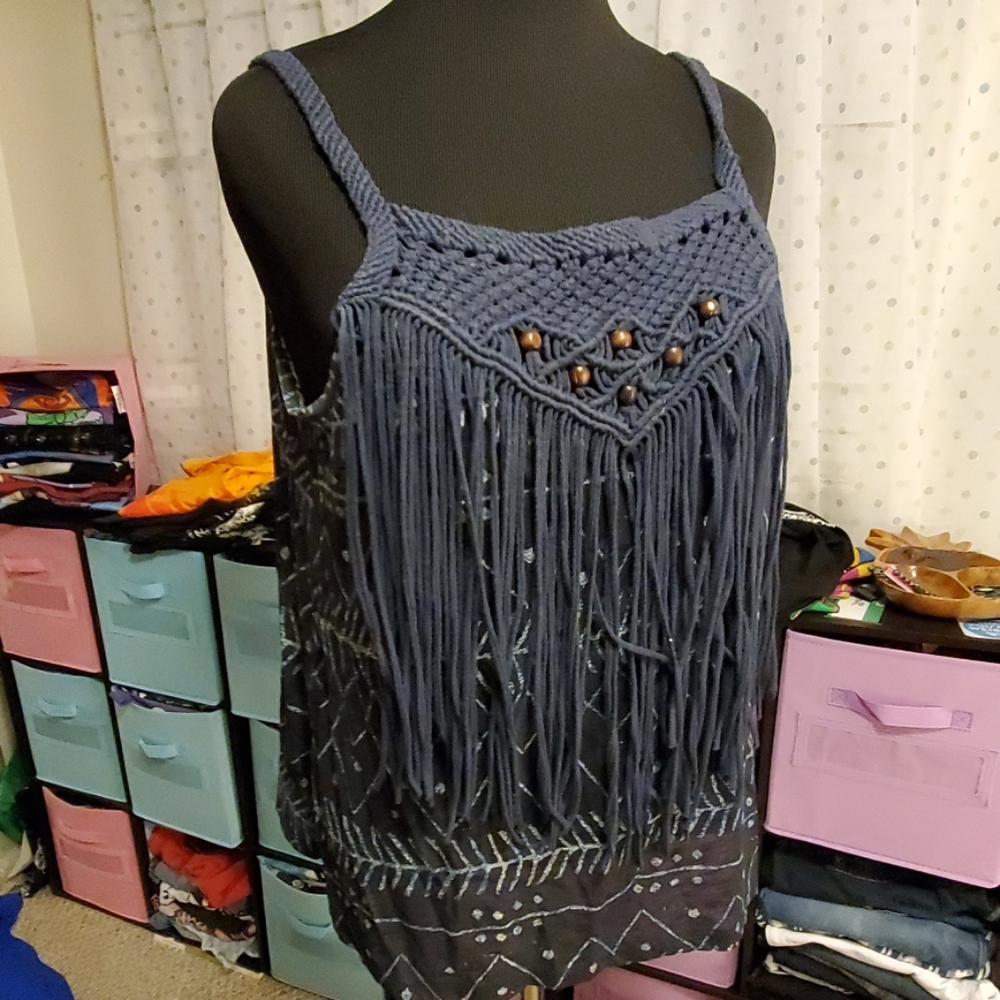 Cool Ralph Lauren macrame tribal tank | XL